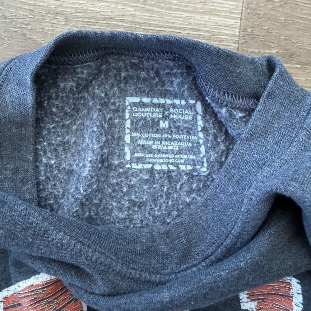 Gameday Couture x Social House Texas Sweatshirt Charcoal Grey Medium Distressed - Picture 5 of 7